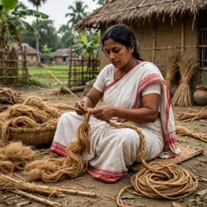 পাটের দড়ি তৈরির কারিগরি কি হারিয়ে যাচ্ছে? গ্রামবাংলার পাটশিল্প, কারিগর ও নতুন বাজার নিয়ে বিশেষ সাক্ষাৎকার।