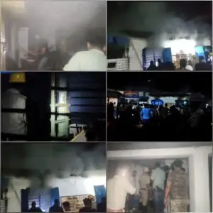 মাঝরাতে মালদার চাঁচল থানায় ভয়াবহ আগুন, পুড়ে ছাই মালখানা-সহ একাধিক ঘর।