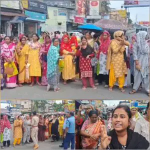 অন্নপূর্ণার টাকা না পেয়ে ফালাকাটায় ১৭ নম্বর জাতীয় সড়ক অবরোধ, বিক্ষোভ শতাধিক মহিলার।