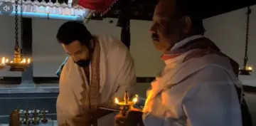 ഇരിട്ടി മൂലോത്തുംകുന്ന് കൈരാതി കിരാത ക്ഷേത്രത്തില്‍ ദര്‍ശനം നടത്തി ഉണ്ണി മുകുന്ദൻ ; സ്വീകരിച്ച്‌ വത്സൻ തില്ലങ്കേരി