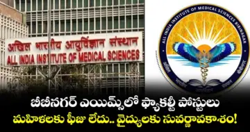 AIIMS Recruitment: బీబీనగర్ ఎయిమ్స్‌లో ఫ్యాకల్టీ పోస్టులు.. మహిళలకు ఫీజు లేదు.. వైద్యులకు సువర్ణావకాశం!