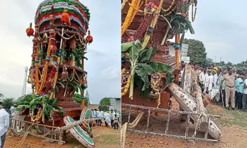Chariot wheel breaks during Huligemma temple festival in Ron taluk; no injuries reported