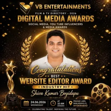 VB Entertainments Digital Media Awards 2026: Rare Honor for Industry Hit's Shiva Kumar Boyidapu