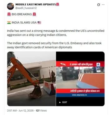 Centre Removes Security Barriers Around US Embassy After Strikes On Vessels? Old News Clip Goes Viral