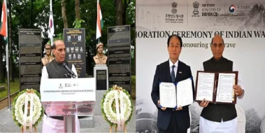 सियोल में भारतीय युद्ध स्मारक का उद्घाटन; राजनाथ सिंह ने कोरिया युद्ध के बलिदानियों को दी श्रद्धांजलि