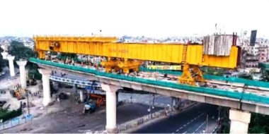 कोलकाता मेट्रोको ओरेन्ज लाइनमा ६२ मिटरको भ्याडक्ट ग्याप पूरा