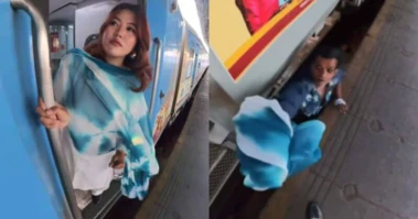 Indian Man Jumps On Railway Track To Retrieve Indonesian Woman's Dupatta In Viral Video