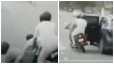 ரோட்டுல செய்ற வேலைய இது..! சட்டுனு கார் கதவை திறந்த நபர். நொடியில் உடல் நசுங்கி பலியான 2 வாலிபர்கள்.. பகீர் வீடியோ..!