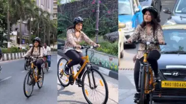 VIDEO: पीएम मोदी के आह्वान के बाद साइकिल पर निकलीं अमृता फडणवीस, सोशल मीडिया पर छाया वीडियो