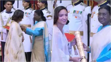 भारतीय महिला क्रिकेट टीम की कप्तान हरमनप्रीत कौर को मिला पद्मश्री, राष्ट्रपति भवन में हुआ सम्मान समारोह