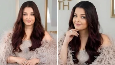 Aishwarya Rai looks ethereal in a strapless gown and feathered cape at Cannes Film Festival