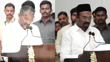 VCK MLA Vanni Arasu, IUML MLA AM Shahjahan take oath as Tamil Nadu ministers