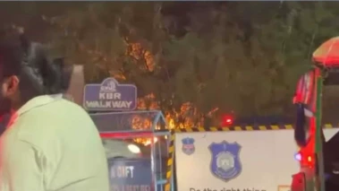 Hyderabad: Fire at KBR park walkway at Jubilee Hills