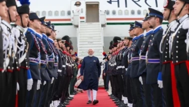 ಐದು ರಾಷ್ಟ್ರಗಳ ಪ್ರವಾಸದ ಕೊನೆಯ ಹಂತವಾಗಿ ಇಟಲಿಗೆ ಆಗಮಿಸಿದ ಪ್ರಧಾನಿ ಮೋದಿಗೆ ಅದ್ಧೂರಿ ಸ್ವಾಗತ