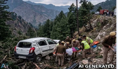 शिमला में खाई में गिरी कार: पिता-पुत्री की मौके पर मौ#त, बेटा और ड्राइवर गंभीर घायल