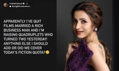 "த்ரிஷா வெளியிட்ட "சென்சேஷனல்" போஸ்ட்!".. தொழிலதிபர் உடன் திருமணமா?..  குழப்பத்தில் கோலிவுட்..!!!!