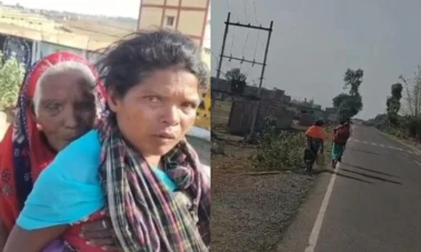 500 രൂപ പെന്‍ഷനായി 90 വയസ്സുള്ള അമ്മായിയമ്മയെ ചുമലിലേറ്റി കിലോമീറ്ററുകളോളം നടന്ന് സ്ത്രീ