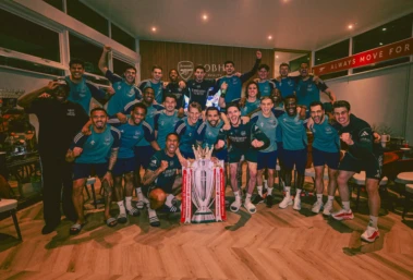 Arsenal Players in Dawn Celebrations After Winning Premier League