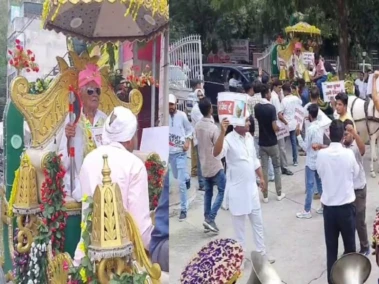 102 साल के बुजुर्ग ने गाजे-बाजे से निकाली अनोखी बारात कहा- थारा फूफा अभी जिंदा है..​​​​​​​​​