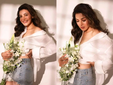 Kajal Slays In Sexy Off Shoulder White Shirt