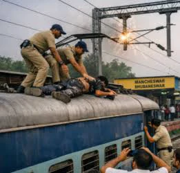 ଟ୍ରେନ୍‌ରେ ସେଲ୍‌ଫି ନେବା ବେଳେ ଜଳିଗଲେ...