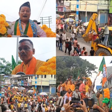 আলিপুরদুয়ারে নজিরবিহীন মিছিল, বুলডোজারে সাংসদ-বিধায়ক।