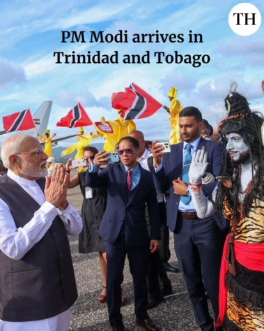 Prime Minister Narendra Modi arrived in Trinidad and Tobago on the second leg of his five-nation tour