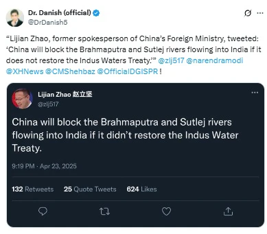 Viral Screenshot Of Chinese Diplomat's 'X Post' Threatening India Over Suspending Indus Water Treaty Is Fabricated