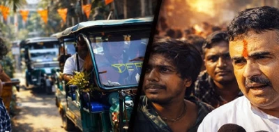 Grassroots Connect: Suvendu Adhikari Ditches Convoy for an E-Rickshaw in Kendamari