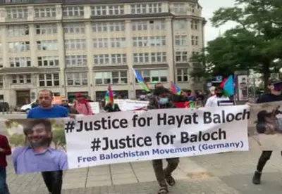 Free Balochistan Movement protest against Hayat Baloch's murder in Germany
