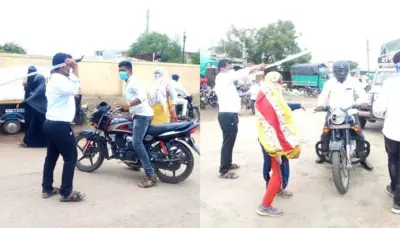 जामखेड शहरातील गर्दी हटविण्यासाठी तहसीलदार रस्त्यावर