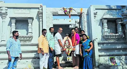 ಅರಸೀಕೆರೆ ರುದ್ರಗುಡಿ ದೇವಾಲಯದ ಪುನರ್ ನಿರ್ಮಾಣ ಕಾಮಗಾರಿ ಪ್ರಗತಿಯಲ್ಲಿ