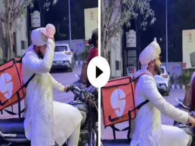 Video: सिर पर सेहरा, बदन पर शेरवानी. शादी से पहले डिलीवरी करने निकला दूल्हा, पेट्रोल पंप पर नजारों ने खींचा सबका ध्यान