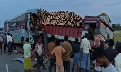 తిరుపతి జిల్లాలో ప్రమాదం: లారీని ఢీకొట్టిన కర్ణాటక ఆర్టీసీ బస్సు!