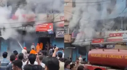 ദിമാപ്പൂരില് പ്രളയത്തിനിടയില് വൻ തീപിടിത്തം: ഹാര്ഡ്വെയര് കട പൂര്ണ്ണമായി കത്തിനശിച്ചു