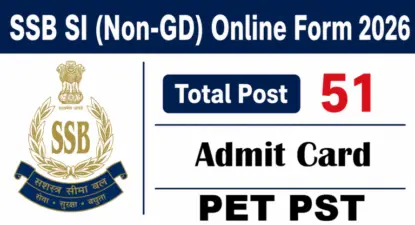 SSB SI Non-GD PET PST Admit Card 2026