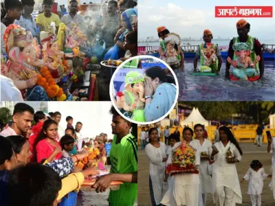 मुंबईकरांनी पाच दिवसांच्या लाडक्या बाप्पाला दिला भावपूर्ण निरोप