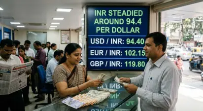 INR STEADIED AROUND 94.4 PER DOLLAR.