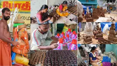 மதுரை விளாச்சேரியில் ரூ.30 முதல் ரூ.30 ஆயிரம் மதிப்புள்ள விநாயகர் சிலைகள் விற்பனை!