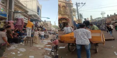 જામનગર પાલિકાની દબાણ હટાવ ઝુંબેશમાં બર્ધનચોકમાંથી 6 રેકડી-પથારા સહિતનો માલ સામાન જપ્ત