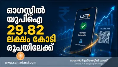 ഓഗസ്റ്റില് യുപിഐ ഇടപാടുകള് 29.82 ലക്ഷം കോടി രൂപയിലേക്ക്