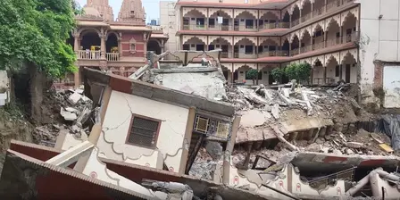प्रयागराज स्थित स्वामी नारायण मंदिर का एक हिस्सा अचानक ढहा, लोगों ने बताया आवाज काफी तेज थी