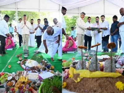 CBN At Naravari Palle For Brother's Final Rituals