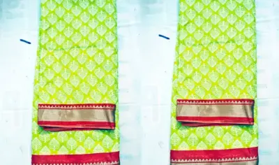 చిలకపచ్చ రంగులో ఇందిరమ్మ చీరల పంపిణీ