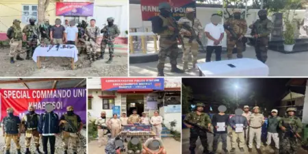 منی پور میں سکیورٹی فورسز کی بڑی کارروائی، شدت پسند اور منشیات کے اسمگلر گرفتار
