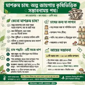 মাশরুম চাষ: অল্প জায়গায় কৃষিভিত্তিক আয়ের সম্ভাবনাময় পথ।