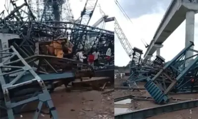 బెత్వా నదిపై నిర్మిస్తున్న బ్రిడ్జి కూలి ఆరుగురు కార్మికులు మృతి