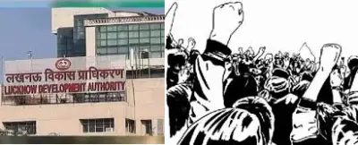 अधिकारियों से हुई नोंक झोंक, किसान यूनियन ने लाठी- डंडा लेकर एलडीए कार्यालय घेरा