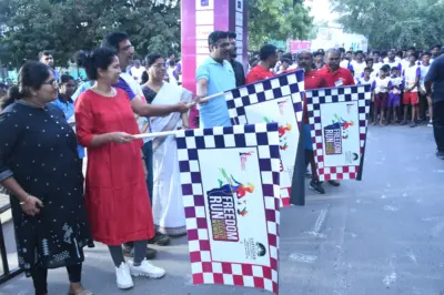 கோவையில் பெண்களுக்கு எதிரான இணையவழி குற்றம் குறித்த விழிப்புணர்வு மாரத்தான் - ஏராளமானோர் பங்கேற்பு