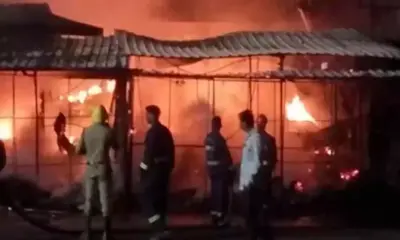 Major fire accident occurs in Kamareddy, 12 shops gutted in fire
